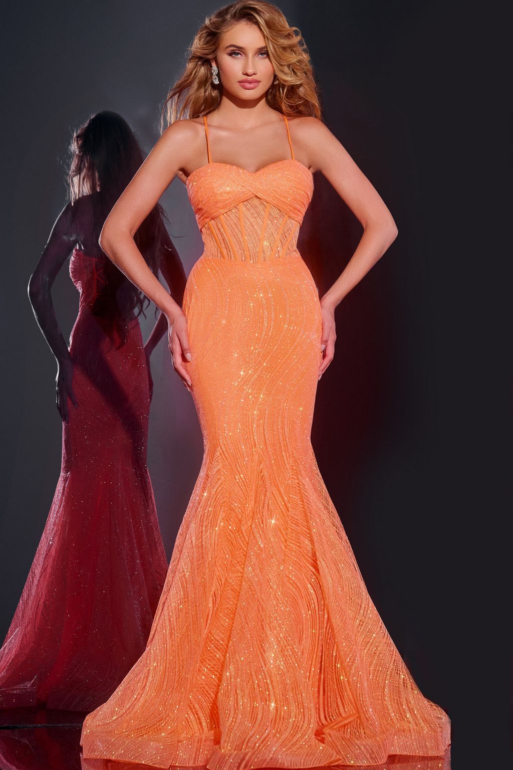Prom Dresses Long Corset Gown Formal Prom Dress Orange