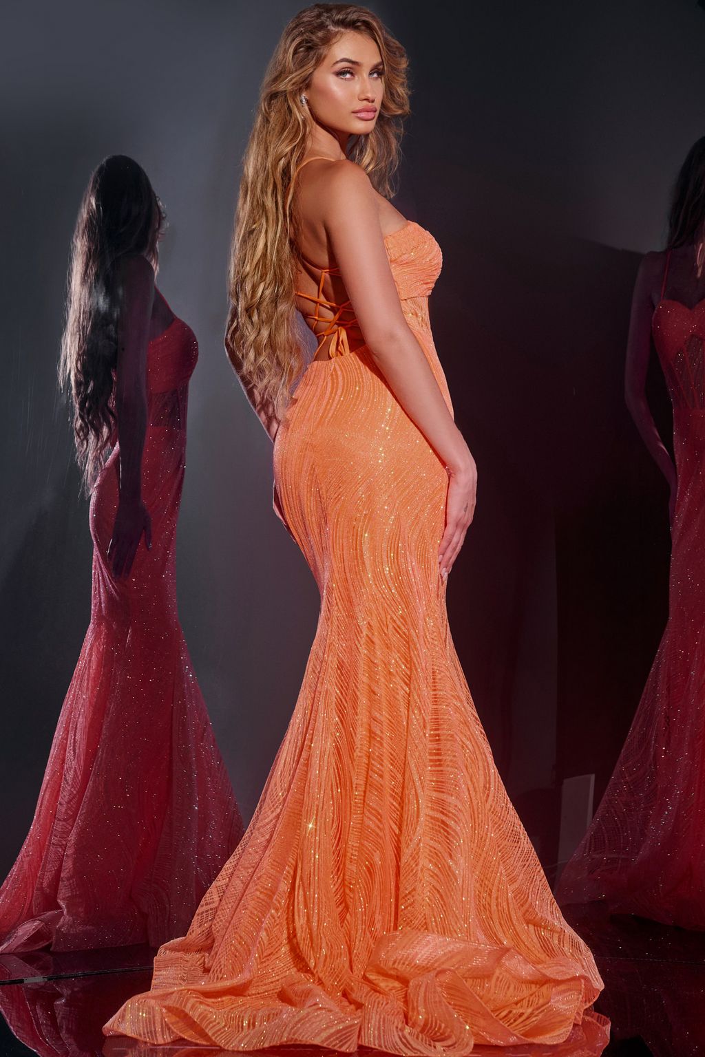 Prom Dresses Long Corset Gown Formal Prom Dress Orange