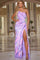 Prom Dresses Long Fitted Sequin Formal Slit Gown Prom Dress Lavender