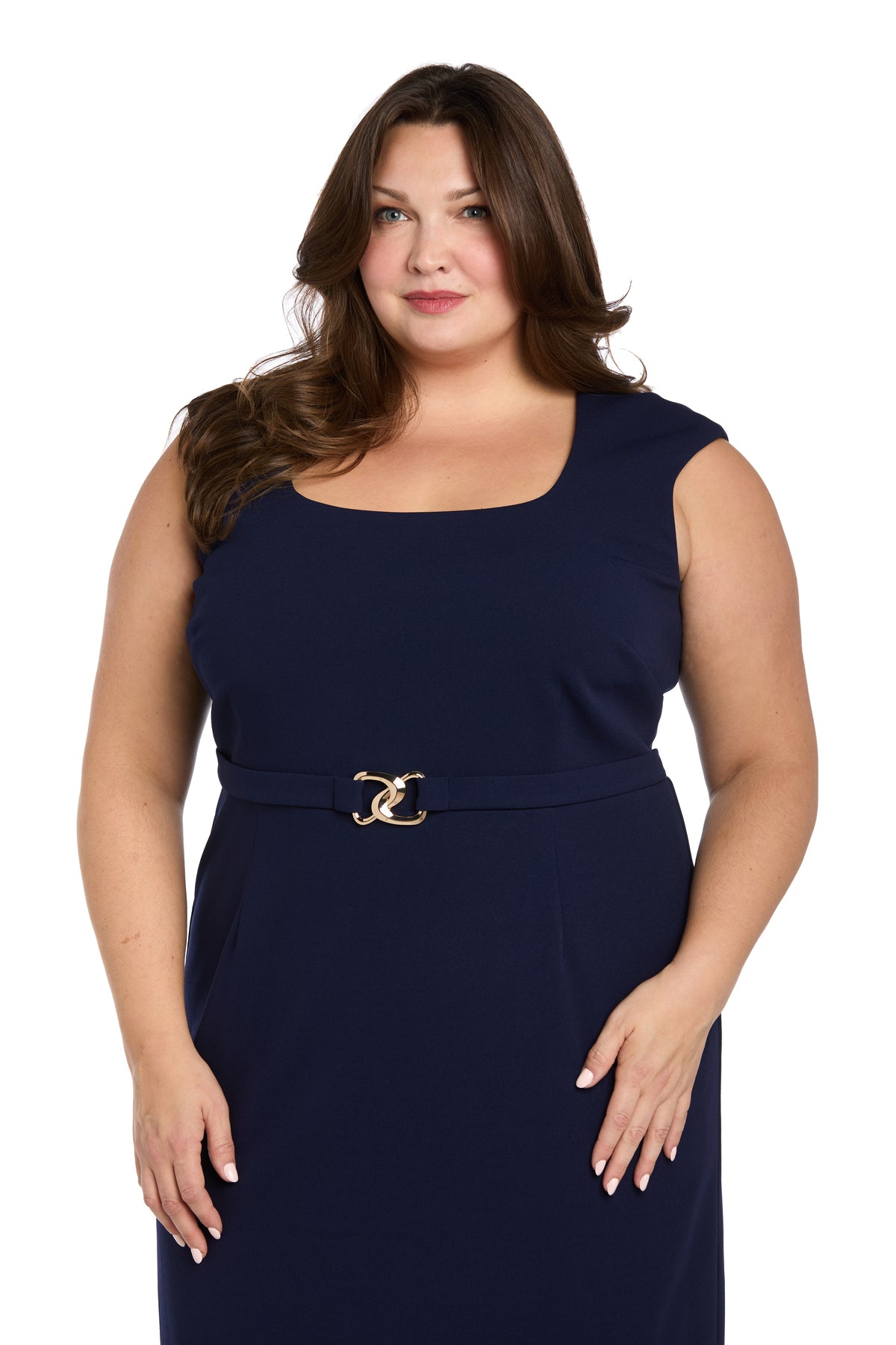 Plus Size Dresses Fitted Short Cocktail Mini Plus Size Dress R&M Richards 4424W Navy