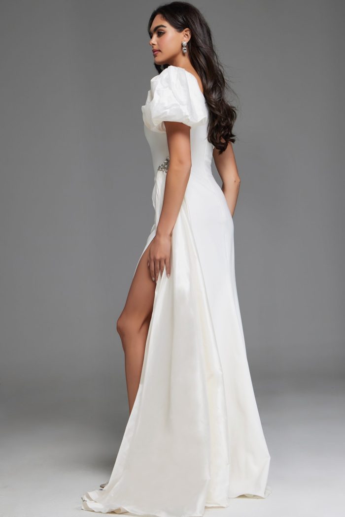 Wedding Dresses Long High Slit Wedding Dress Off-White