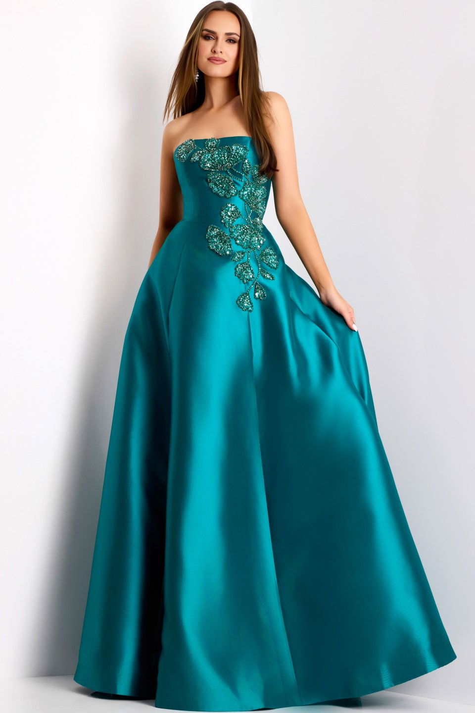 Formal Dresses Long Formal Prom A Line Beaded Dress Jovani 44352 Teal