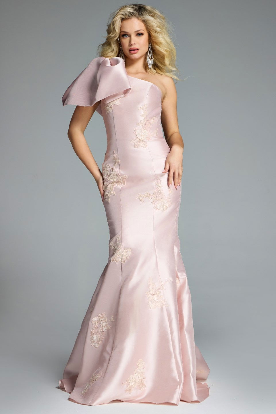 Prom Dresses Long Formal Prom Floral Mermaid Dress Jovani 44354 Blush