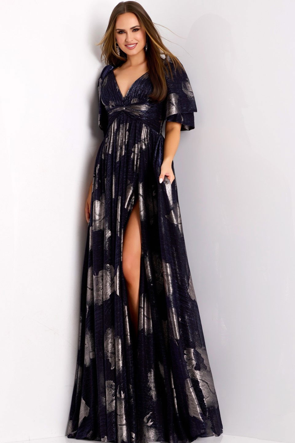 Formal Dresses Long A Line Prom Formal Dress Jovani 44374 Navy