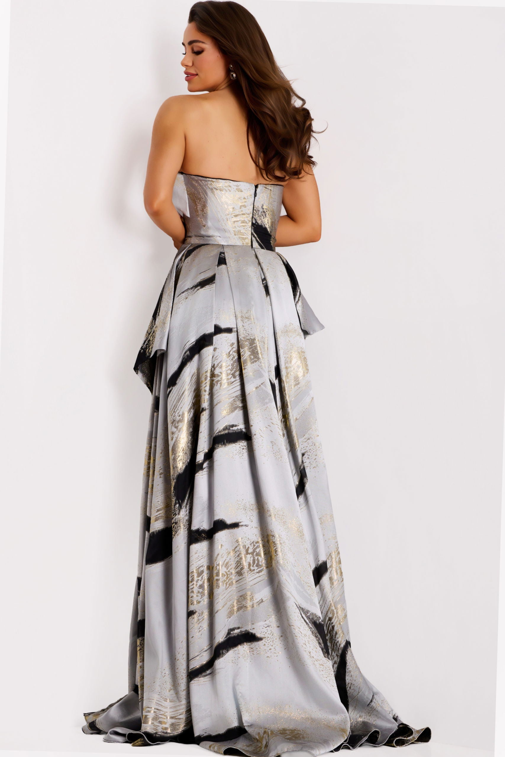 Prom Dresses Long Metallic Formal Ball Gown Prom Dress Jovani 44387 Charcoal