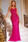 Prom Dresses Sequin High Slit Long Formal Prom Dress Fuchsia