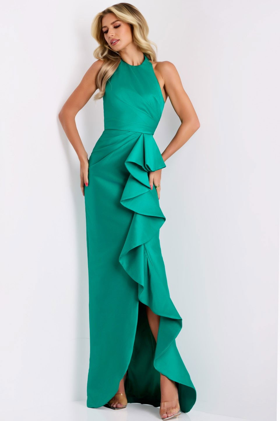Formal Dresses Long Formal Prom Ruffle Dress Jovani 44473 Emerald