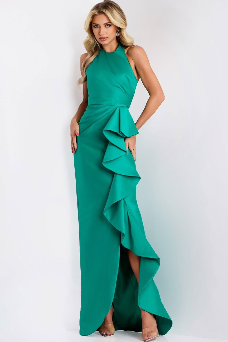 Formal Dresses Long Formal Prom Ruffle Dress Jovani 44473 Emerald