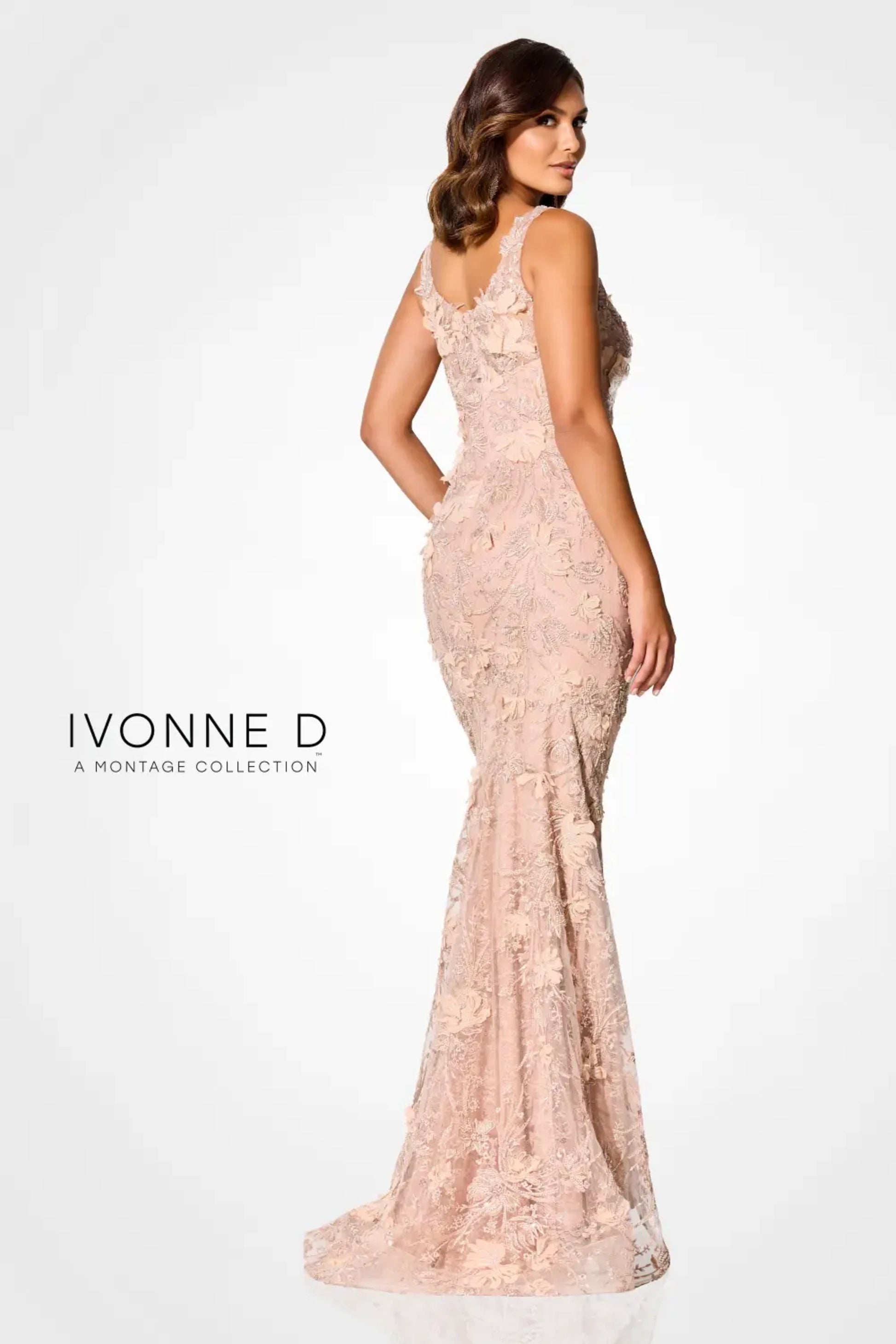 Ivonne D ID306 Long Beaded Sequin Mermaid Formal Dress