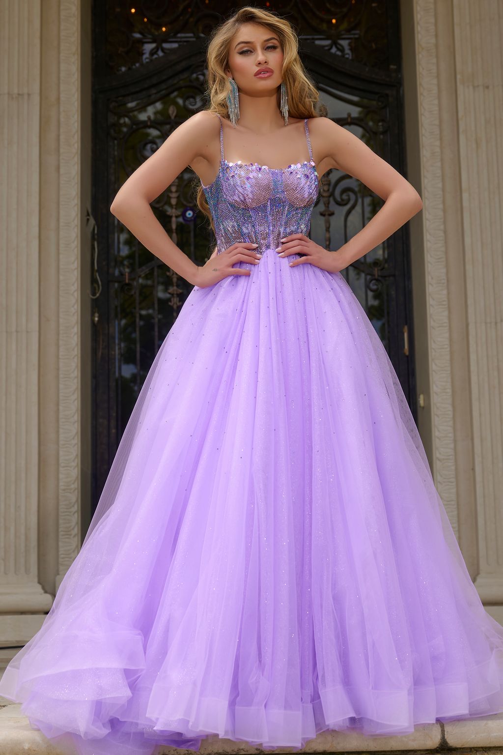 Prom Dresses Long Beaded Ball Gown Formal Prom Dress Lilac