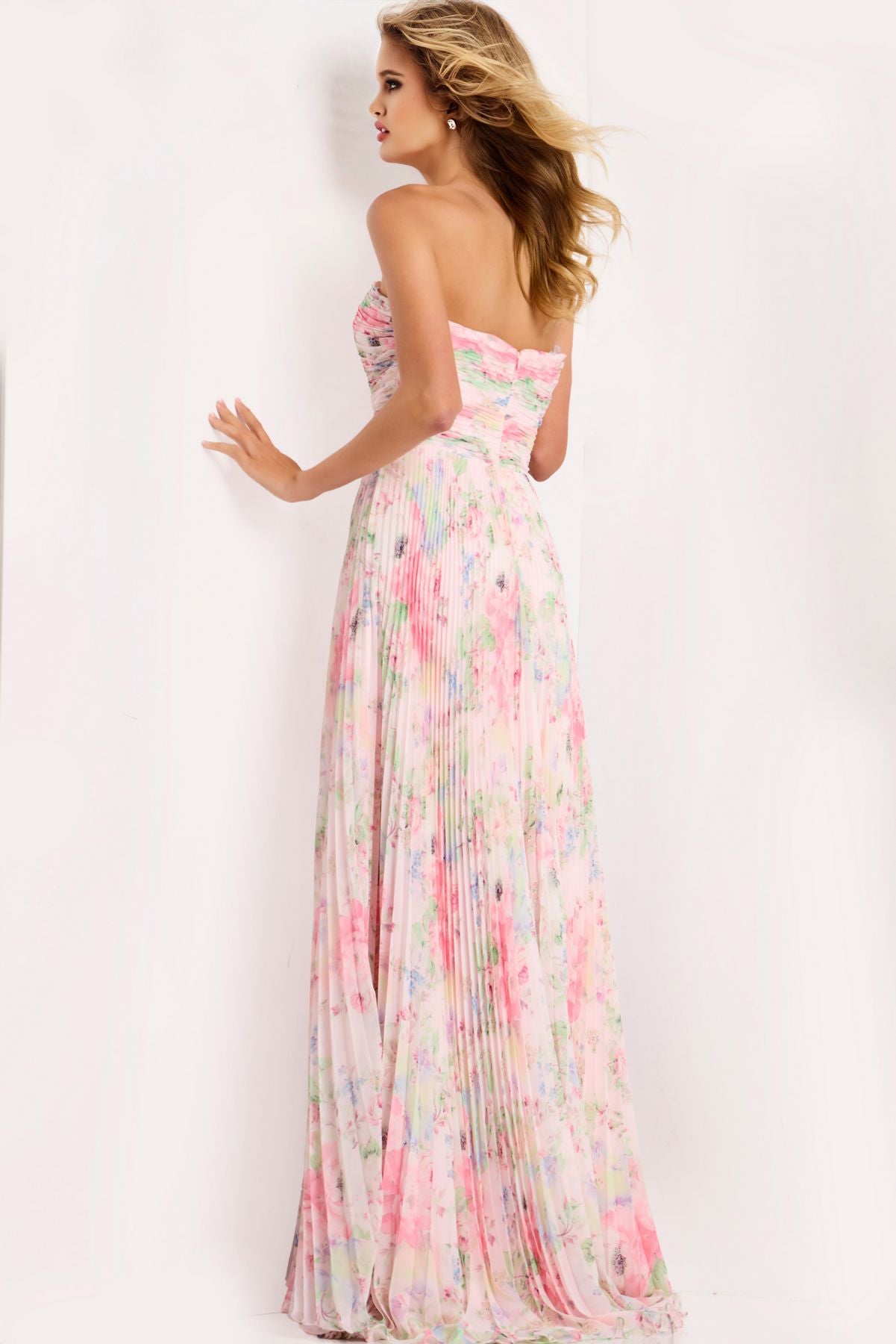Jovani 44518 A Line Ruffle Long Formal Print Prom Dress