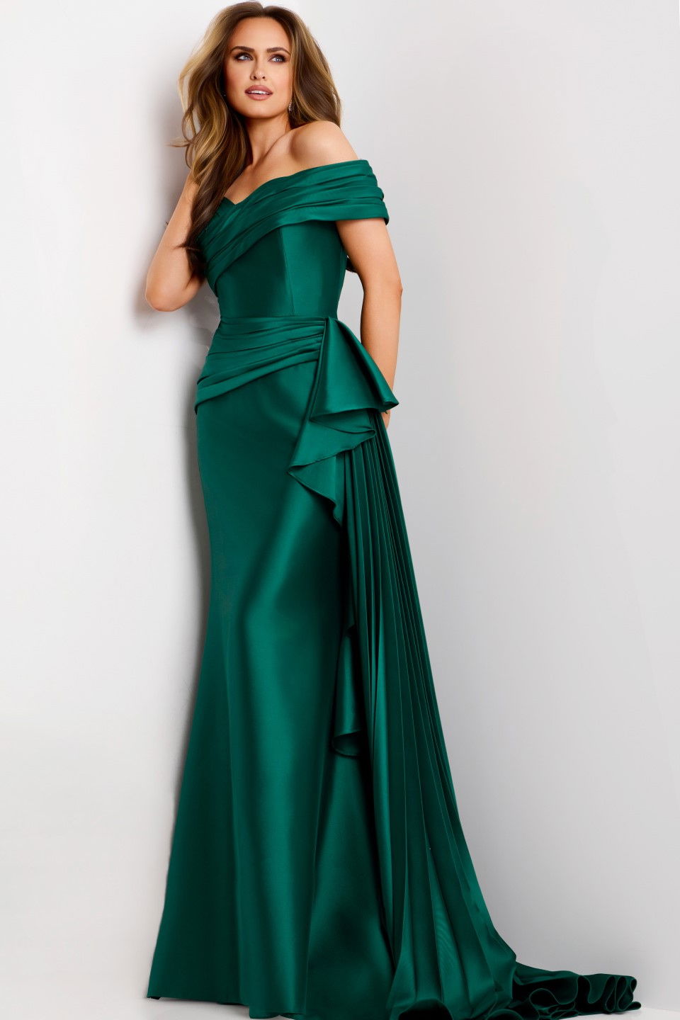 Formal Dresses Long Pleated Formal Prom Mermaid Dress Jovani 44524 Emerald