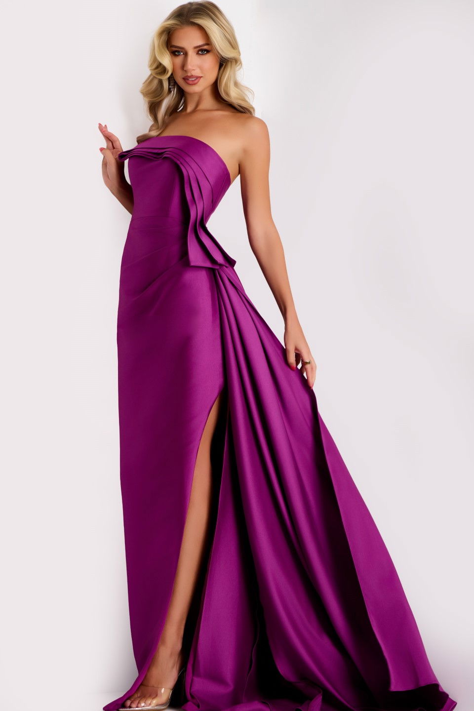 Prom Dresses Ruffle Long Formal Slit Prom Dress Jovani 44526 Berry