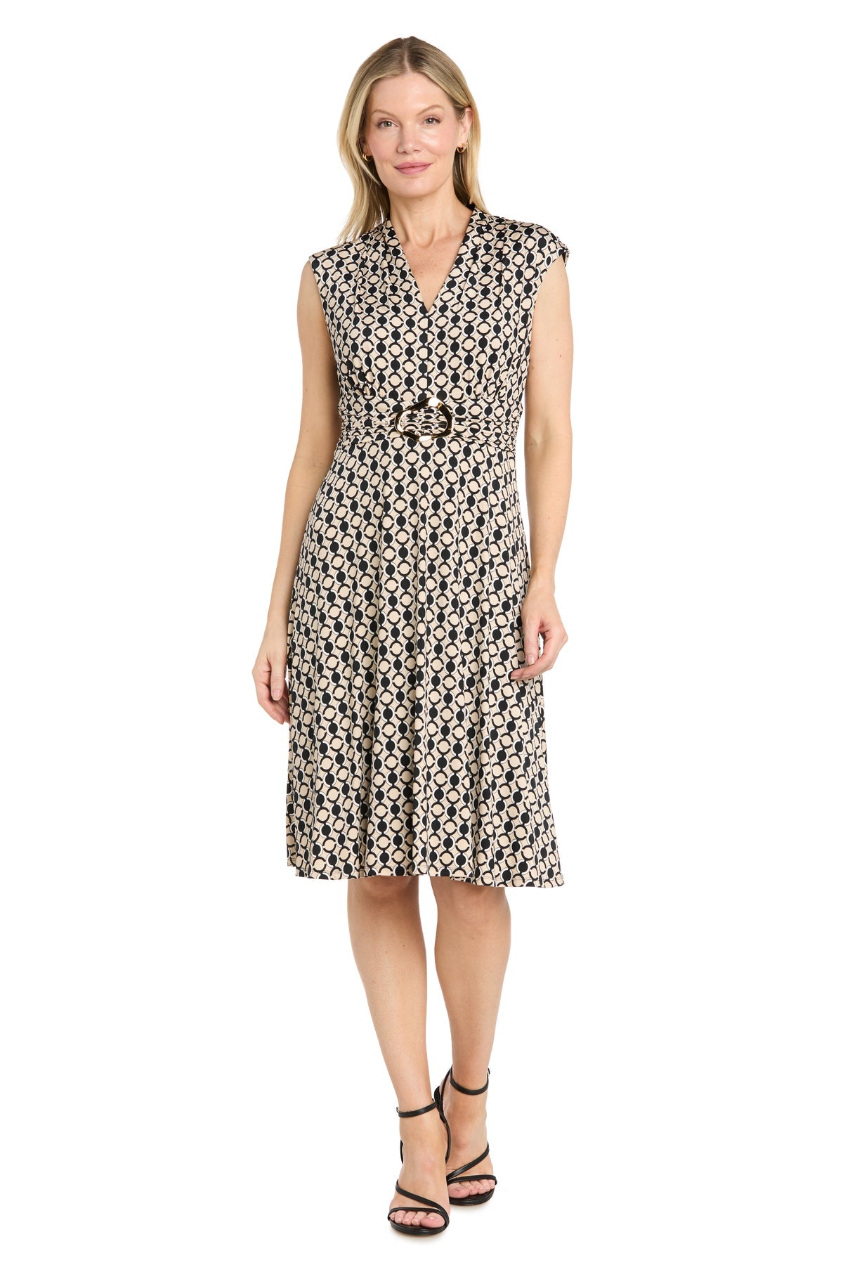 V-Neck Knee-Length Jersey Formal A-Line R&M Richards 4452