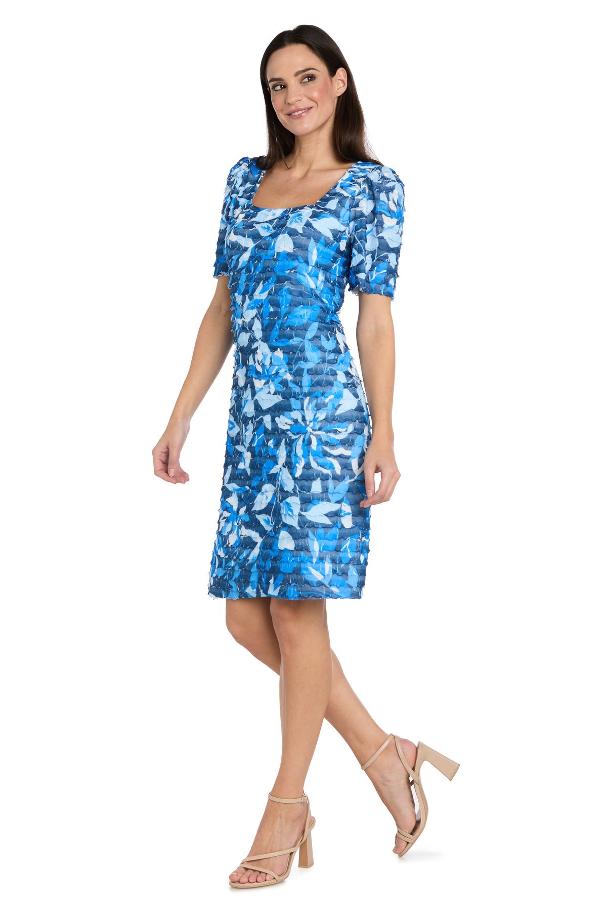 Square Knee-Length Jersey Formal Sheath/Column R&M Richards 4458P