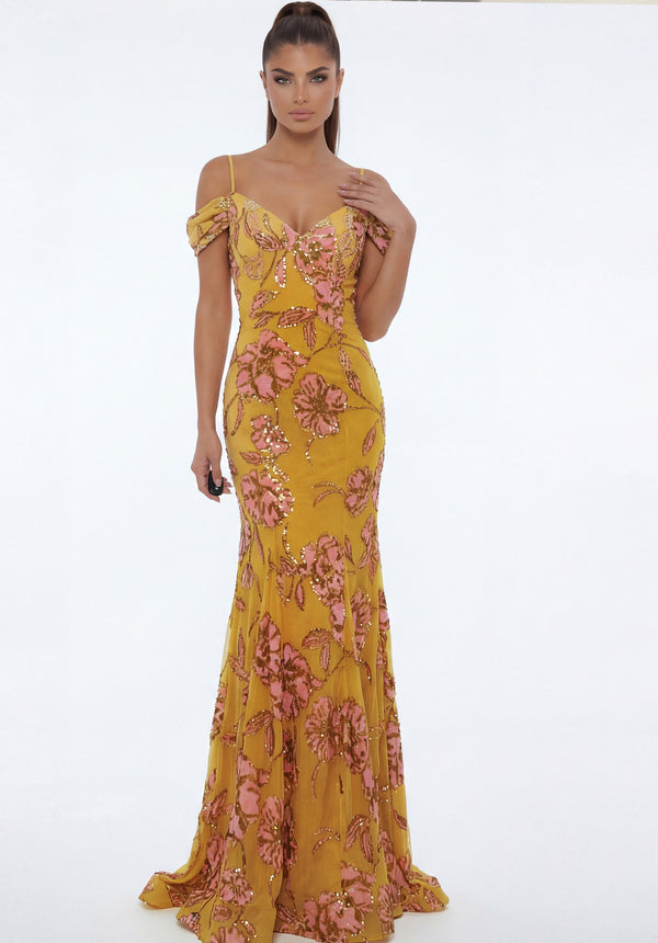 Sweetheart Floor-Length Embroidered Tulle Prom Gown with Floral Sequin Detailing Jovani 44652