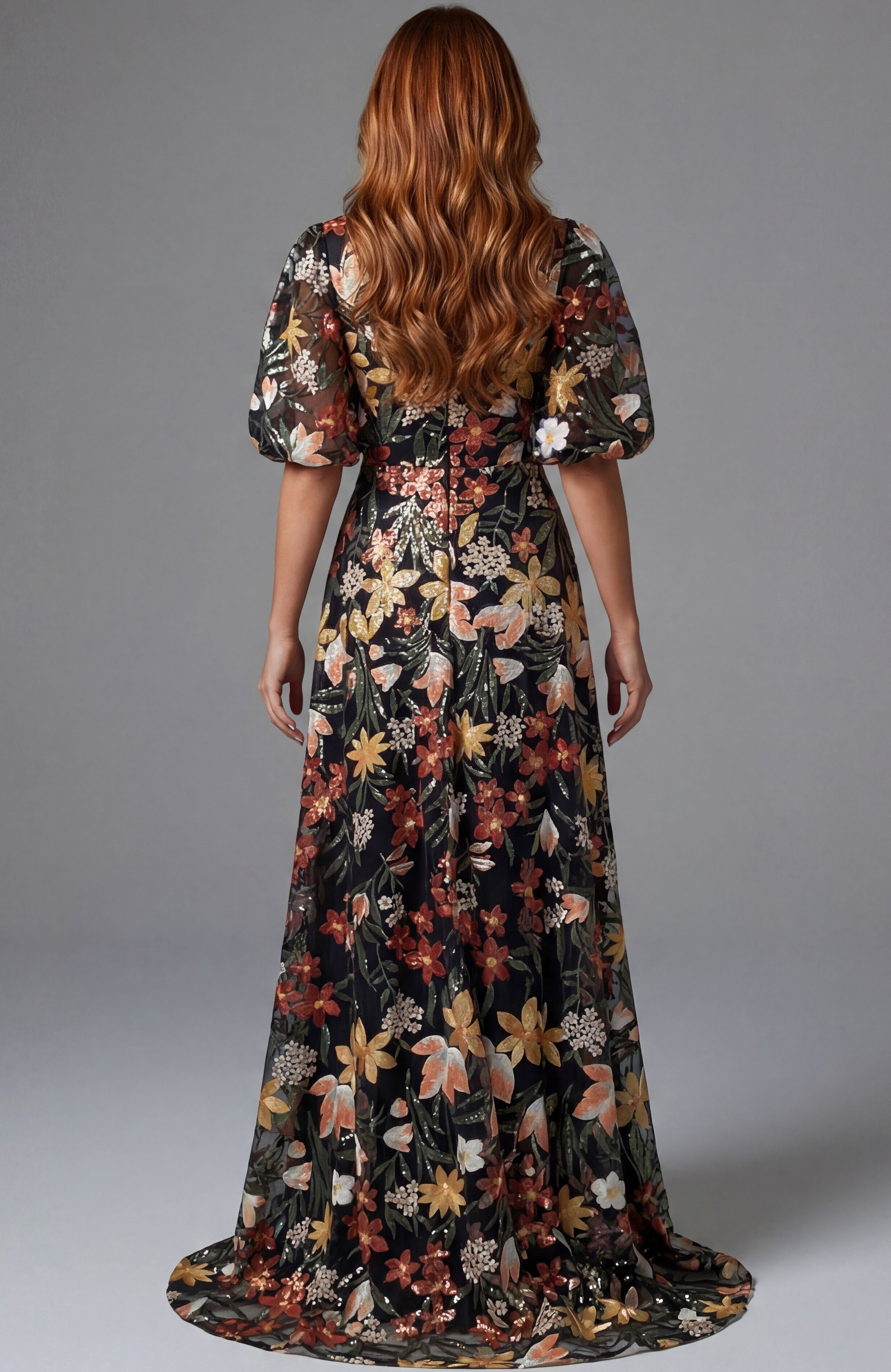 Mother of the Bride Dresses Long Formal Floral A Line Evening Dress Jovani 44656 Black/Multi