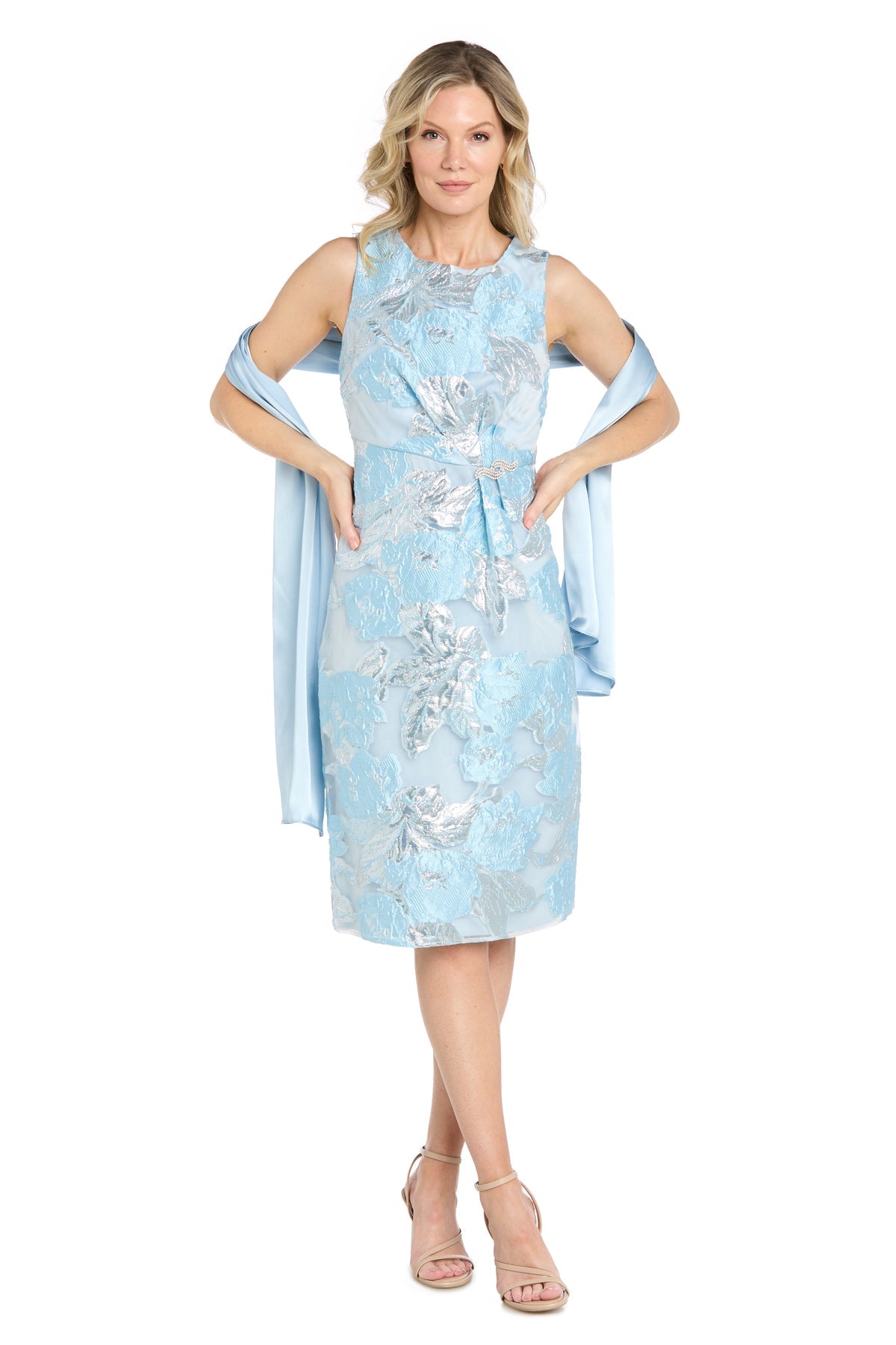 Crew/High-Neck Knee-Length Organza Formal Sheath/Column R&M Richards 4467