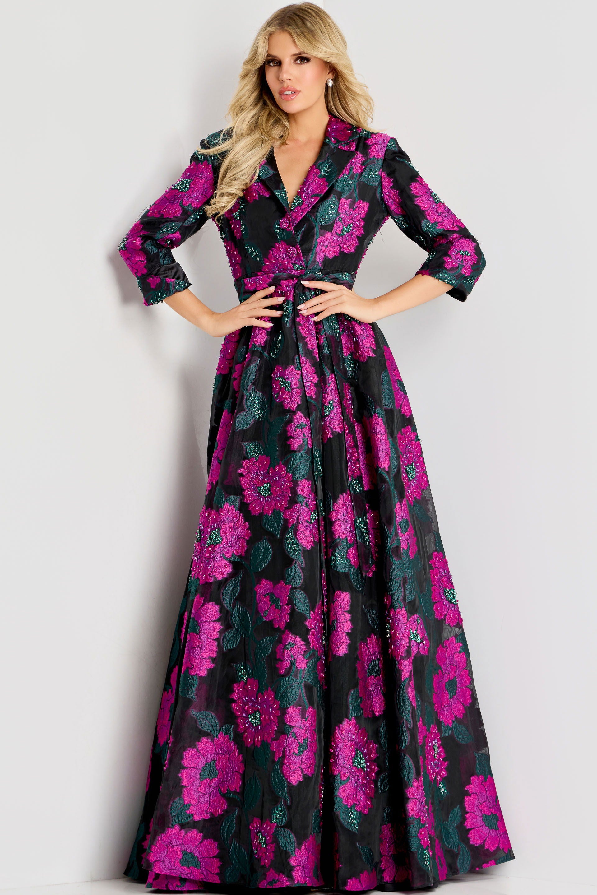 Mother of the Bride Dresses Long Floral Beaded Formal Mother of the Bride Dress Jovani 44716 Multi