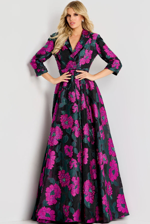 Long Floral Beaded Formal Mother of the Bride Dress Jovani 44716