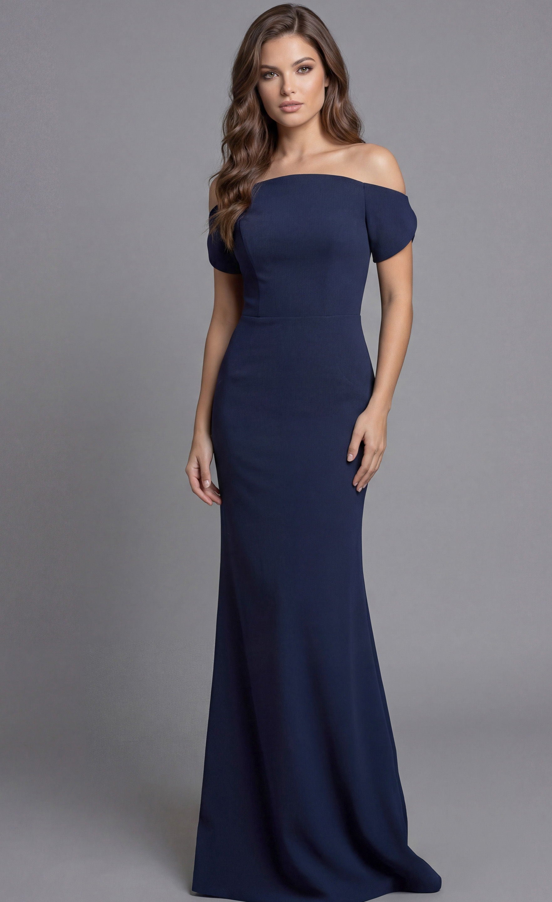 embellished long evening dress Modest Formal Embellished Dress G489 Grey