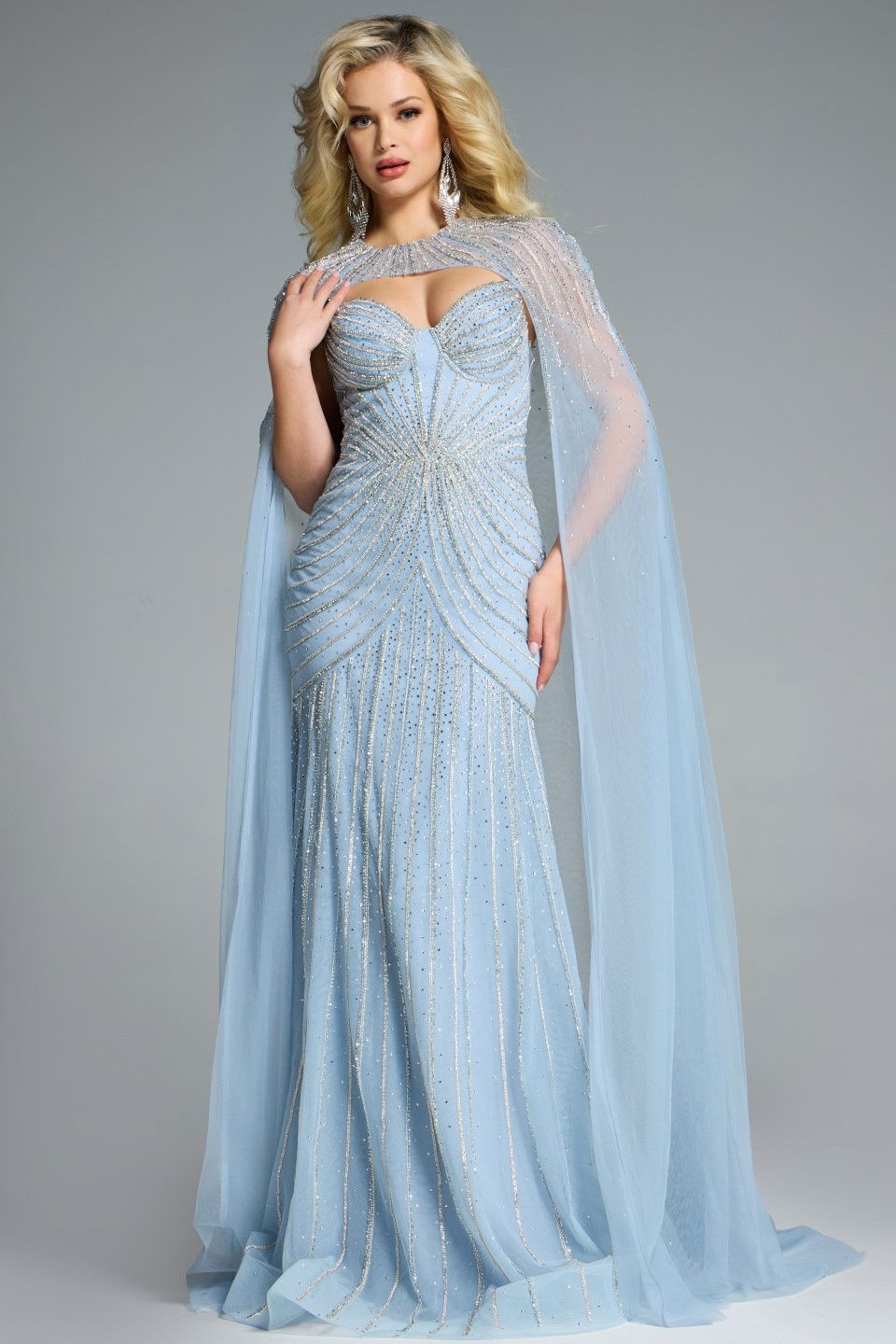 Formal Dresses Mermaid Long Prom Beaded Formal Dress Jovani 44840 Light Blue