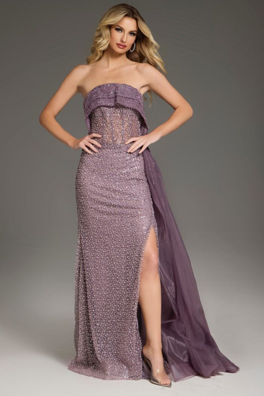 Formal Dresses Long Fitted Formal Beaded Evening Prom Dress Purple