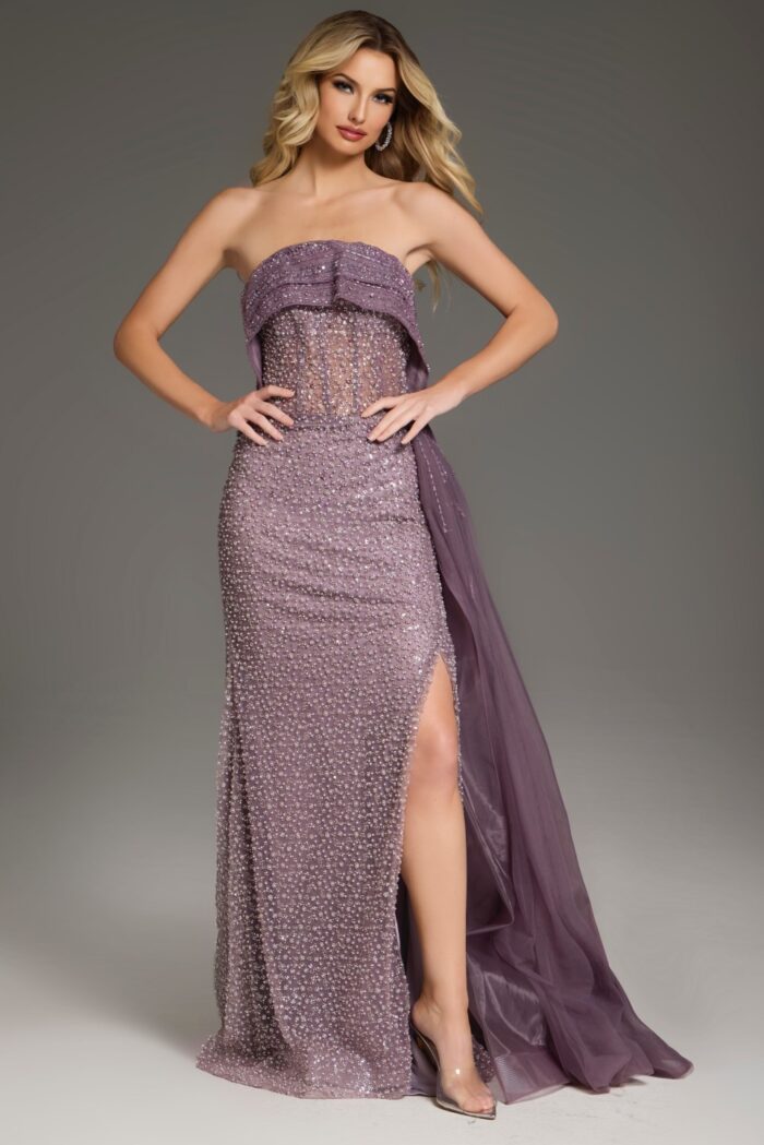 Formal Dresses Long Fitted Formal Beaded Evening Prom Dress Purple