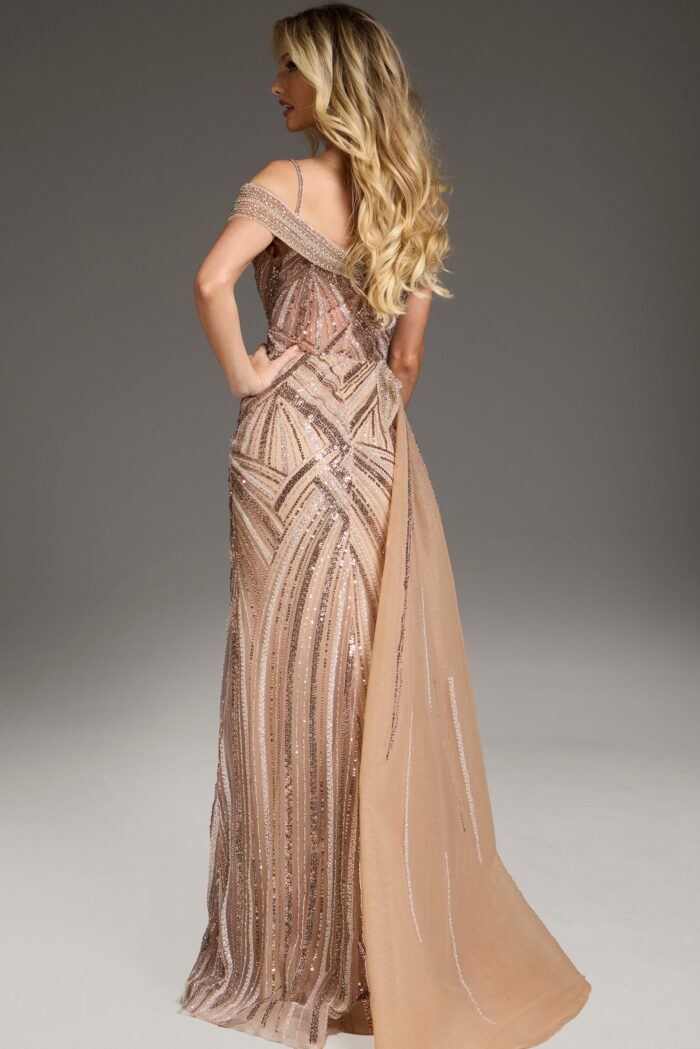 Jovani 44843 Long Sequined A Line Formal Evening Prom Dress