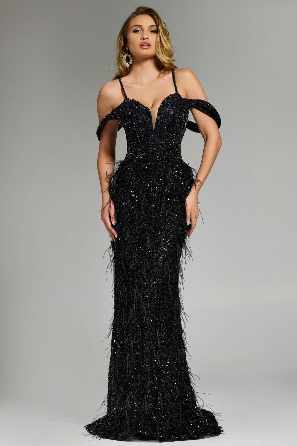 Prom Dresses Fitted Evening Long Formal Beaded Prom Dress Jovani 44848 Black