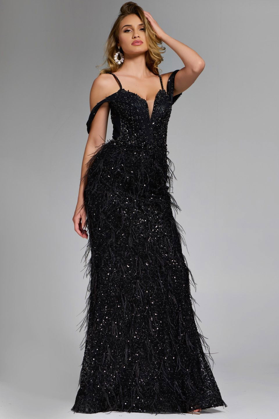 Prom Dresses Fitted Evening Long Formal Beaded Prom Dress Jovani 44848 Black