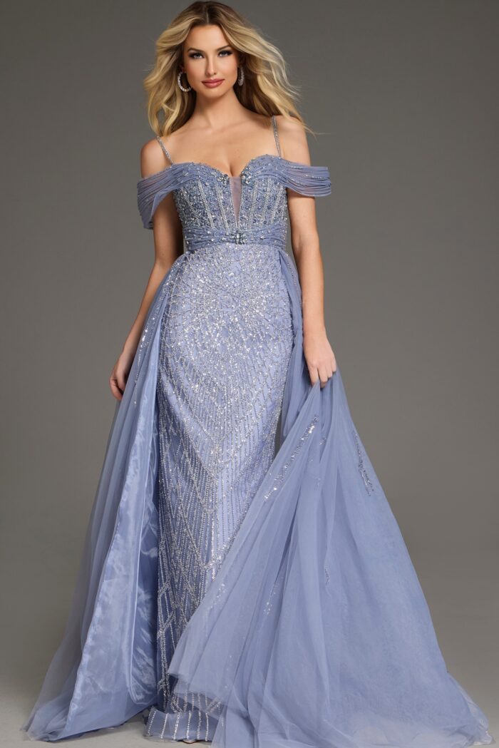 Prom Dresses Long Beaded A Line Formal Prom Evening Dress Periwinkle