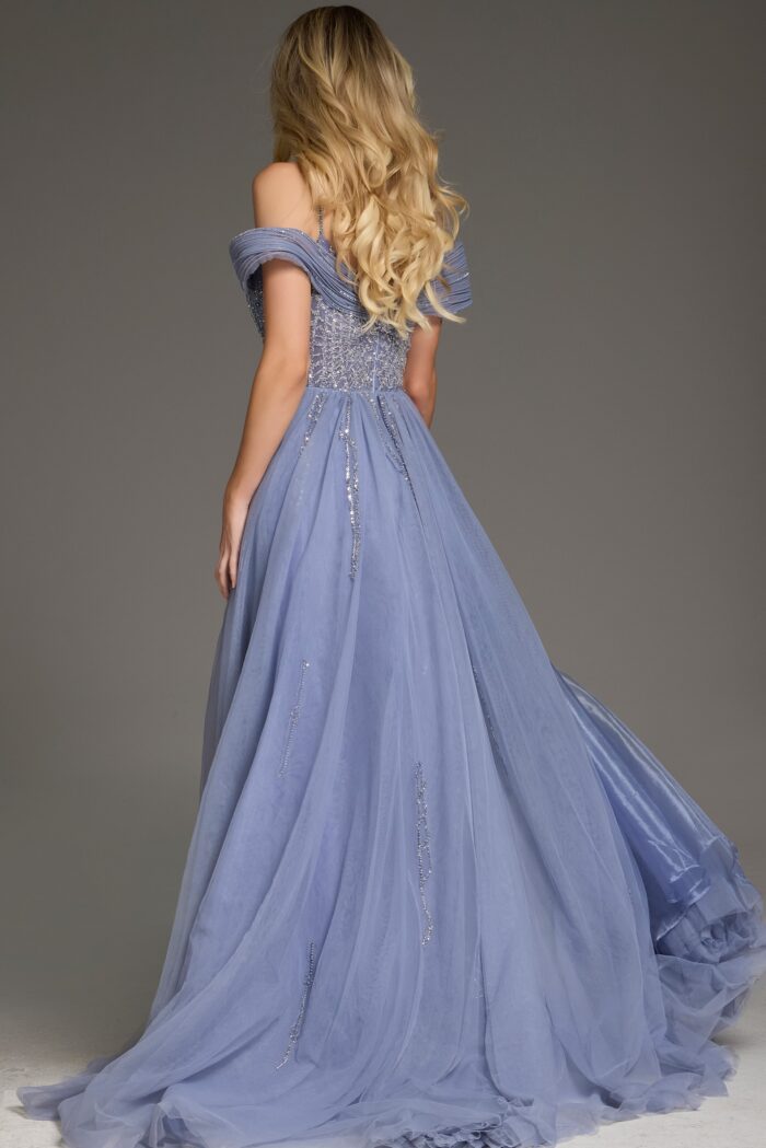 Prom Dresses Long Beaded A Line Formal Prom Evening Dress Periwinkle