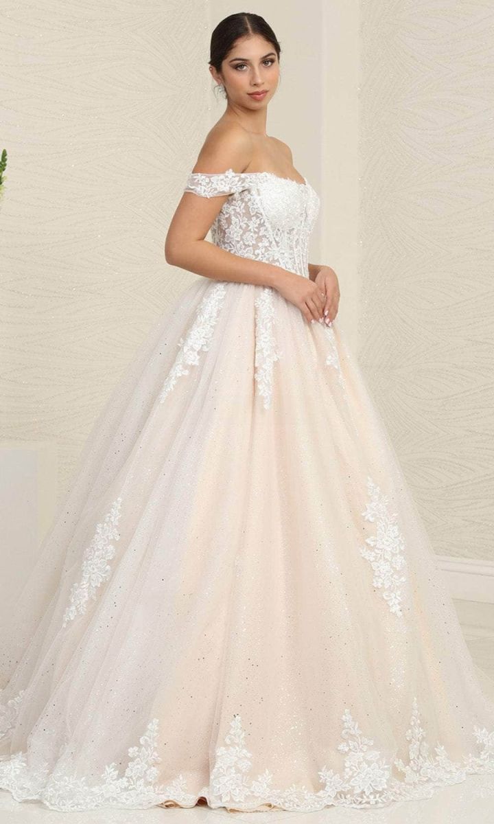 Off-the-Shoulder Floor-Length Tulle Quinceañera Ball Gown May Queen LK253