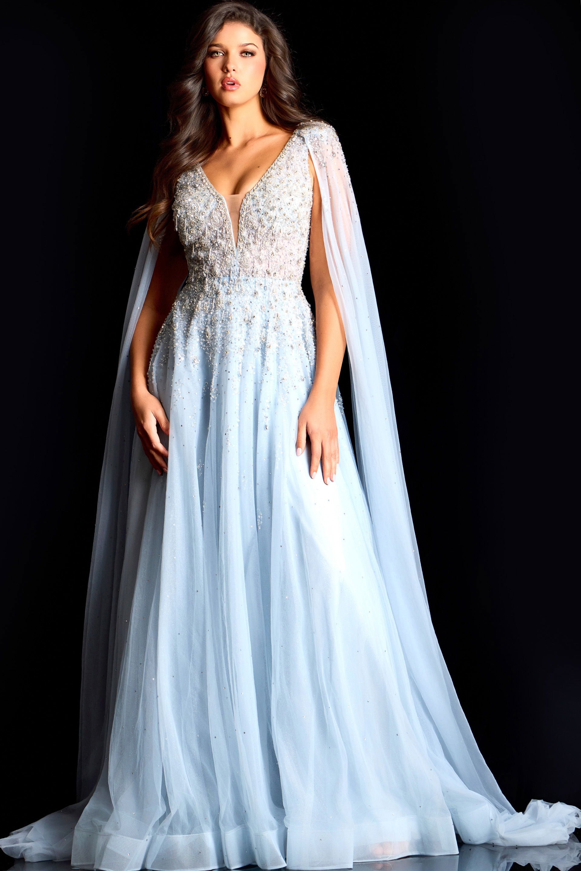 Formal Dresses Long Beaded  Prom Formal Dress Jovani 45075 Light Blue