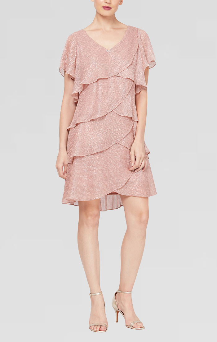 Plus Size Dresses Short Plus Size Tiered Cocktail Dress FADED ROSE