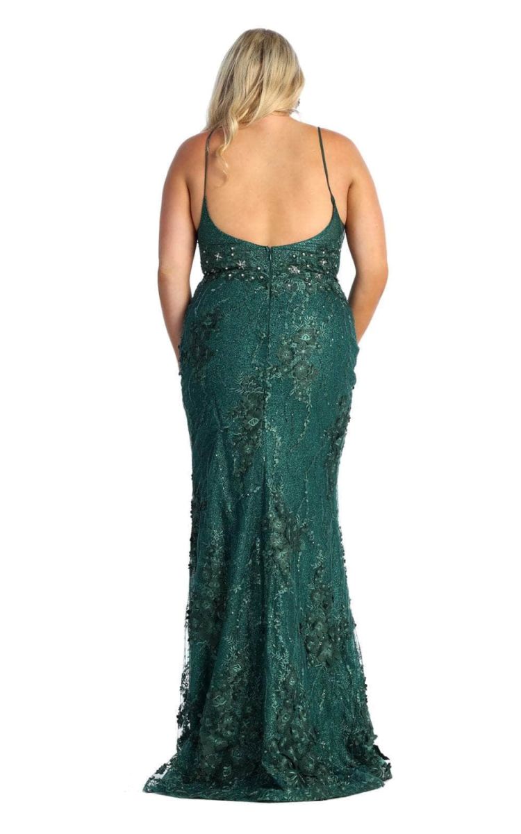 Hunter Green V-Neck Floor-Length Sequin Applique Prom Dress May Queen RQ7932