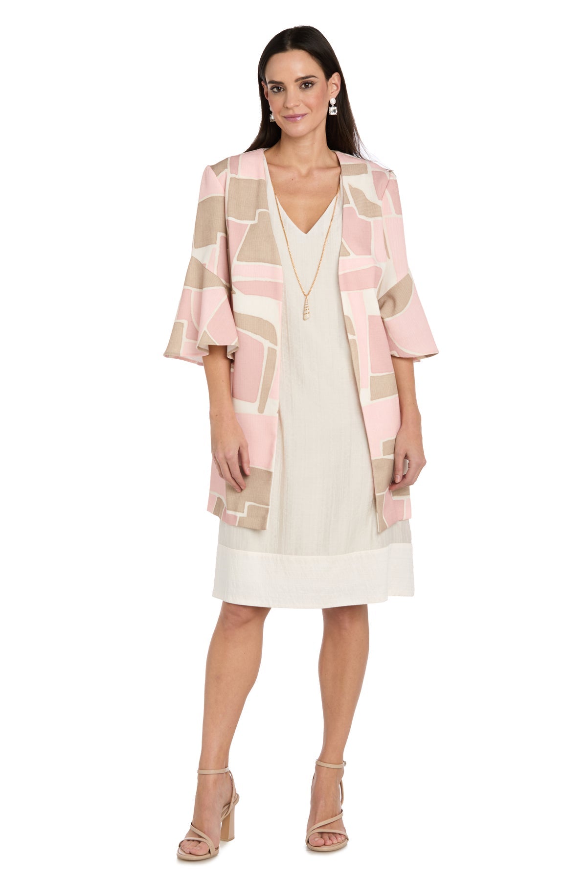 V-Neck Knee-Length Crepe Formal Two-Piece Dress R&M Richards 4510