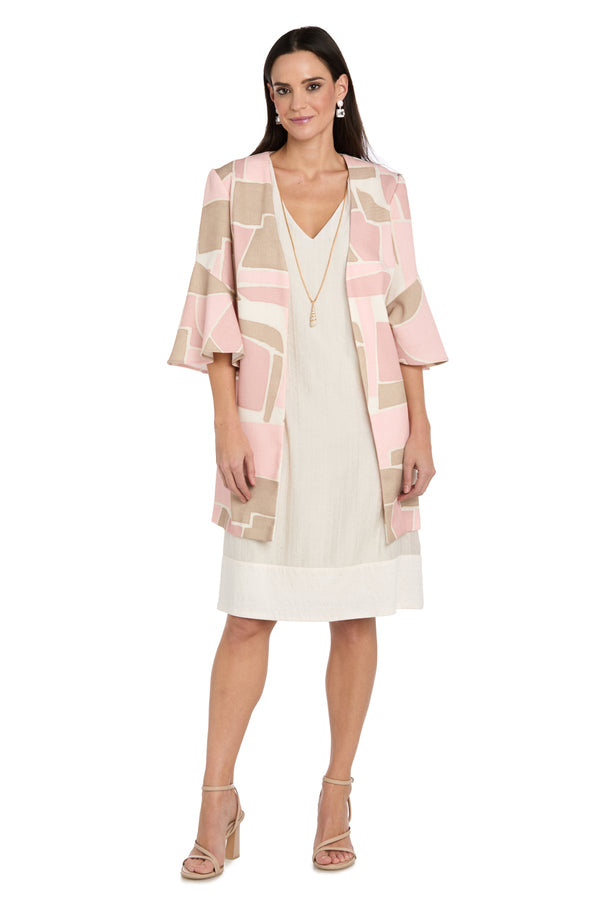 V-Neck Knee-Length Crepe Formal Two-Piece Dress R&M Richards 4510