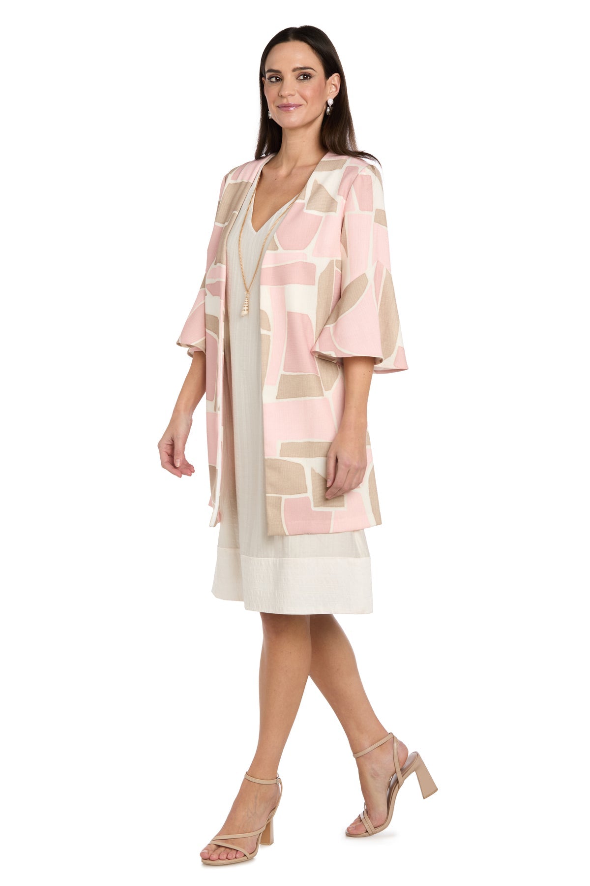 V-Neck Knee-Length Crepe Formal Two-Piece Dress R&M Richards 4510