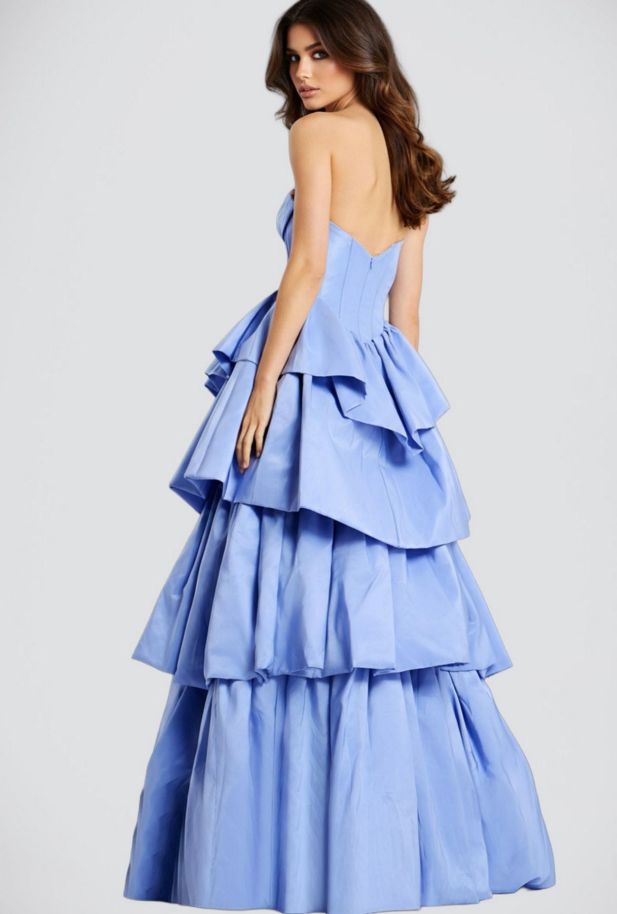 Prom Dresses Ruffle Long Formal Ball Gown Corset Prom Dress Perriwinkle