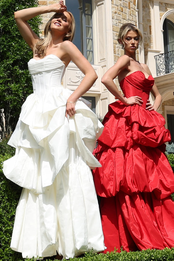 Jovani 45111 Ruffle Long Formal Ball Gown Corset Prom Dress
