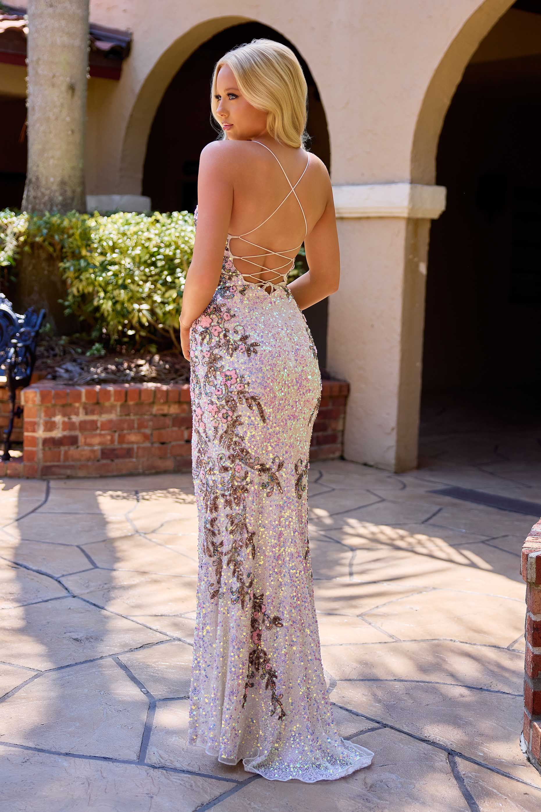 Prom Dresses Long Evening Beaded Slit Prom Dress Ivory