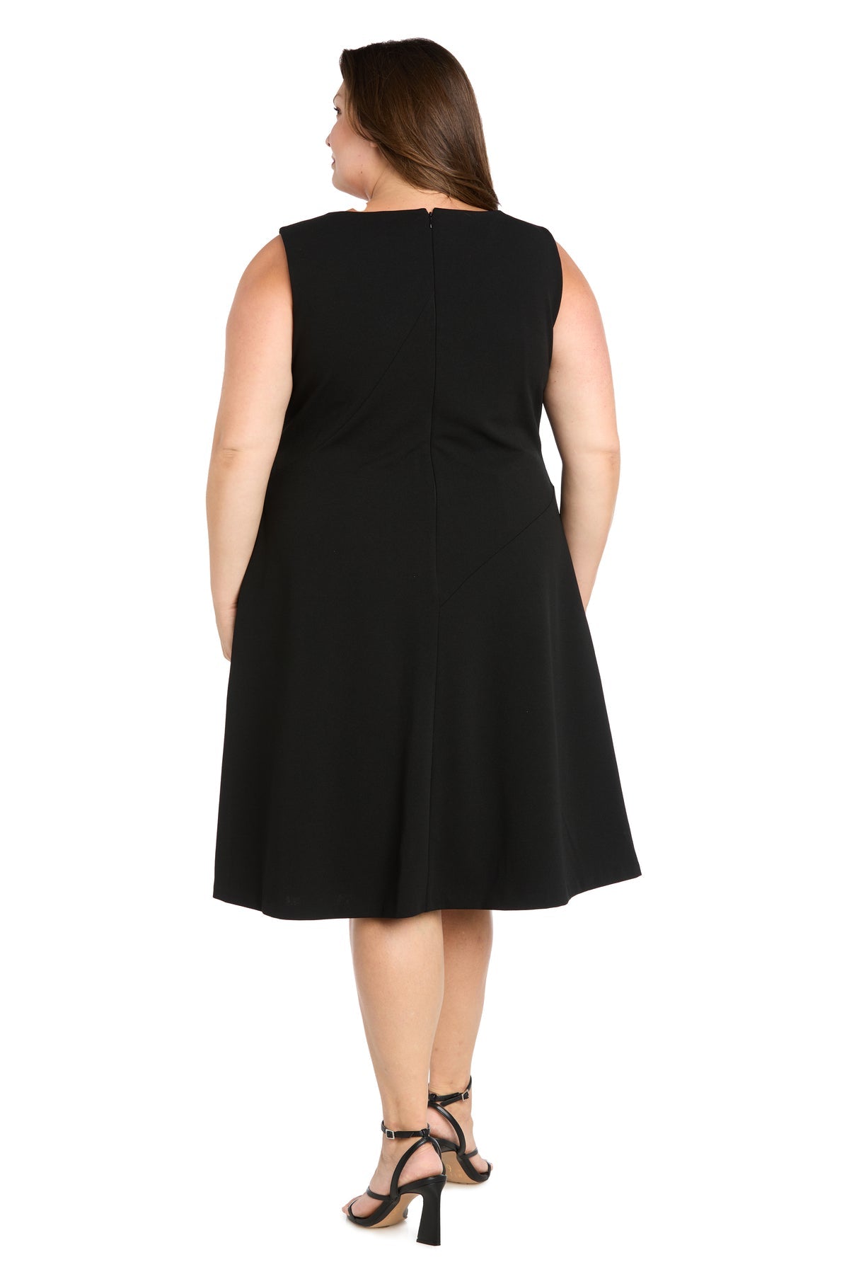 Plus Size Dresses A Line Short Midi Cocktail Plus Size Dress R&M Richards 4512W Black