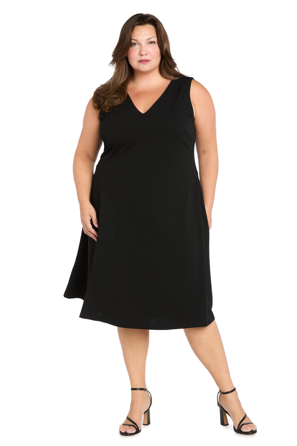 Plus Size Dresses A Line Short Midi Cocktail Plus Size Dress R&M Richards 4512W Black