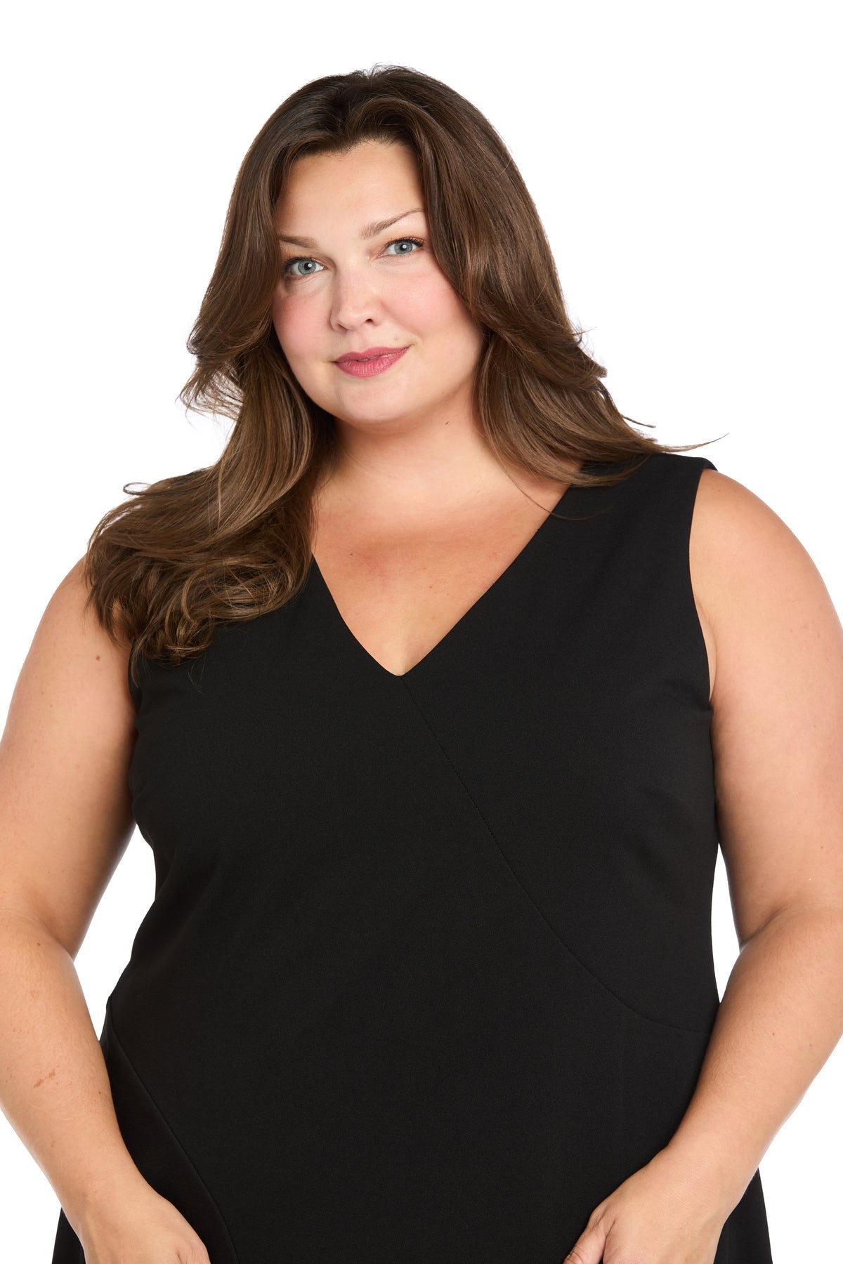 Plus Size Dresses A Line Short Midi Cocktail Plus Size Dress R&M Richards 4512W Black