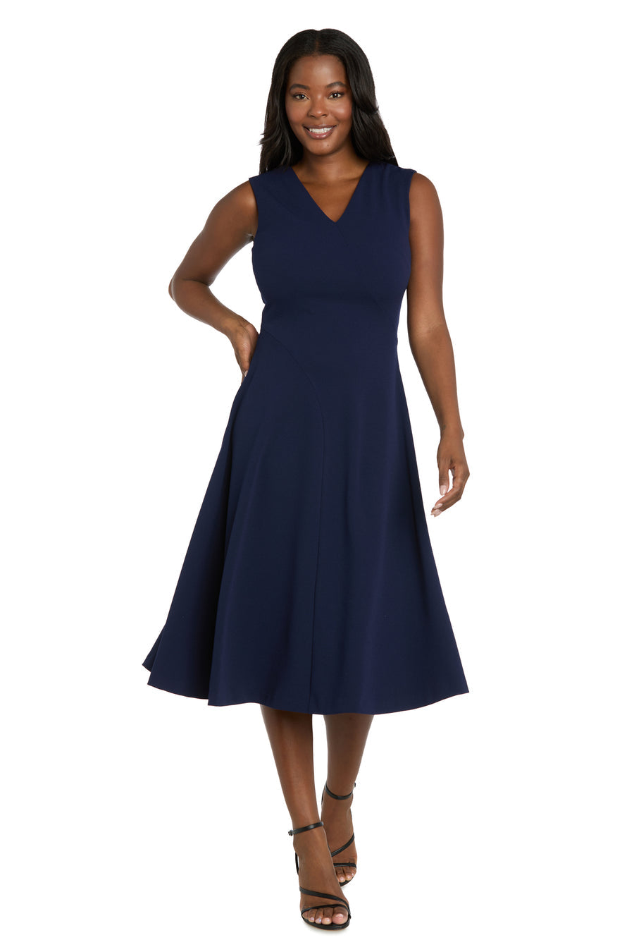 Cocktail Dresses Short A Line Cocktail Midi Dress R&M Richards 4512P Navy