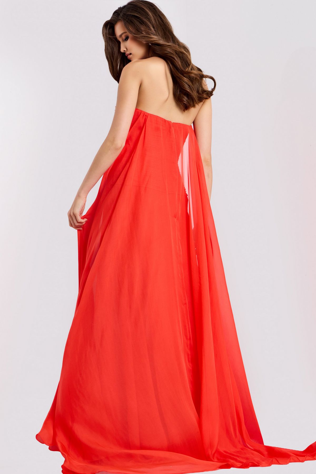 Prom Dresses Long Formal A line Corset Cape Prom Dress Orange