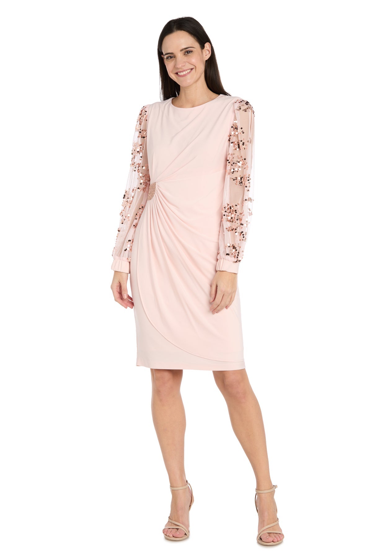 Jewel Neck Knee-Length Jersey Cocktail Sheath/Column R&M Richards 4526P