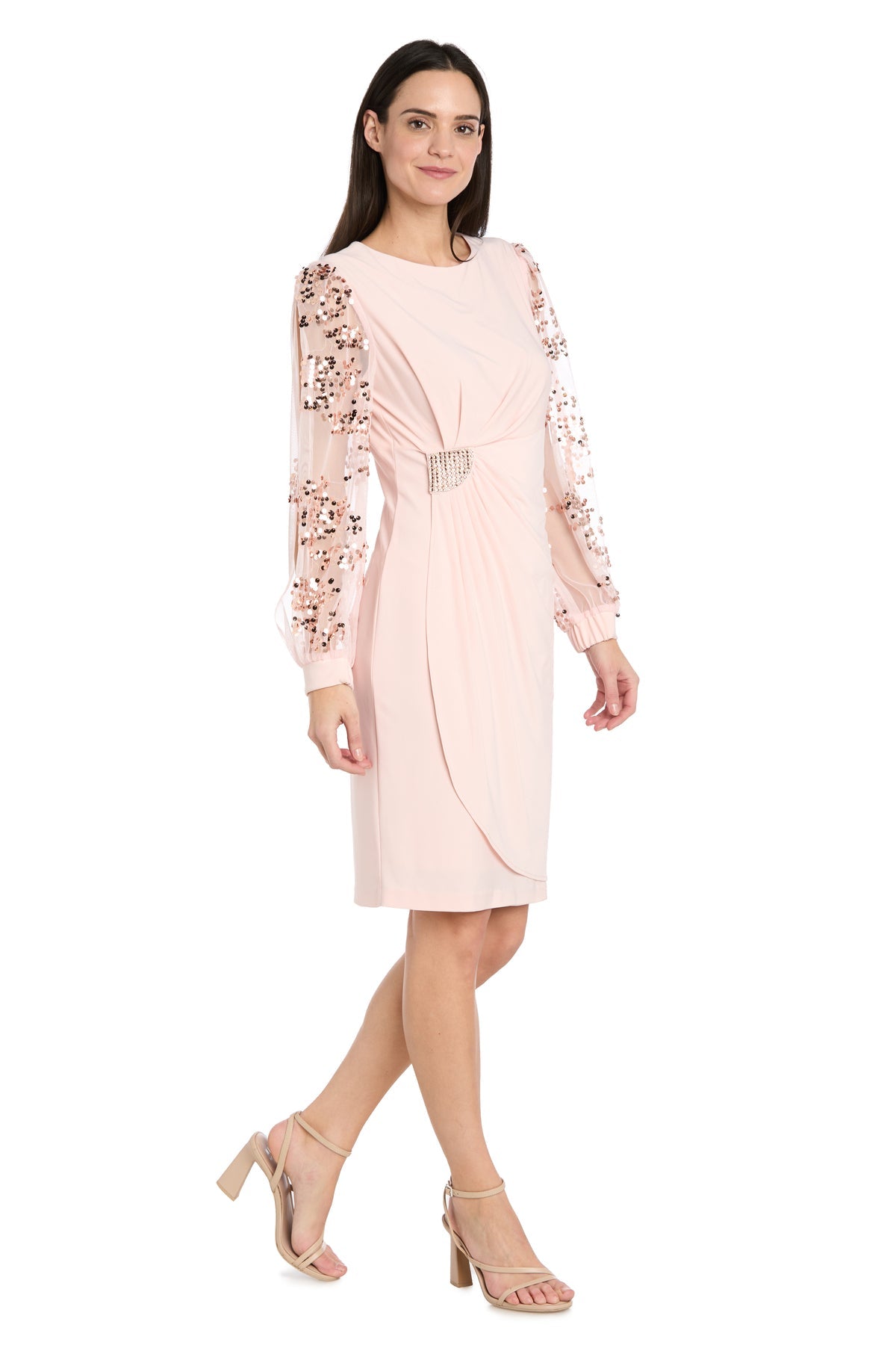 Jewel Neck Knee-Length Jersey Cocktail Sheath/Column R&M Richards 4526P
